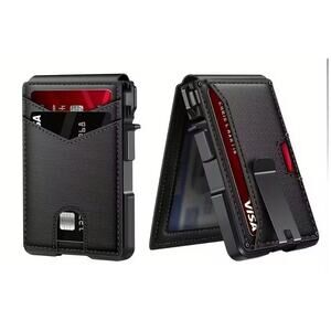 Slim Minimalist Wallet with Cash Clip, Pop Up Cards ID Holder RFID Blocker - US